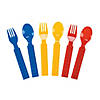 Color Brick Party Plastic Fork & Spoon Set - 16 Ct. Image 1