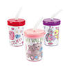 Color Your Own Valentine BPA-Free Plastic Cups with Lids & Straws - 12 Ct. Image 1