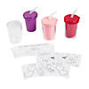 Color Your Own Valentine BPA-Free Plastic Cups with Lids & Straws - 12 Ct. Image 2