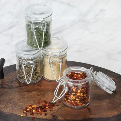 Cornucopia 1.6-Ounce Herb Storage Mini Herb Jars w/Clamp Style Rubber Gasket Seal (12-Pack); 50ml Airtight Odor-Proof Vials w/Hermes Clamp Top Hinge Image 1