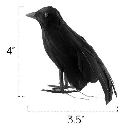 Cornucopia 4in Black Crows (6 Pack); Imitation Artificial Birds/Ravens for Halloween Decorations, Haunted House & Fall Seasonal Displays Image 3