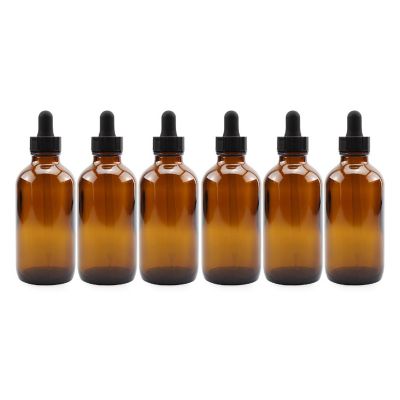 Cornucopia 4oz Amber Glass Dropper Bottles (6-Pack), Refillable Glass Bottles for Essential Oils, Cosmetics, and Cooking Image 1