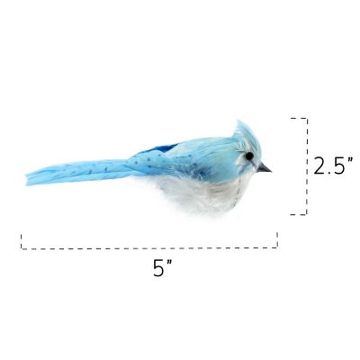 Cornucopia Blue Jays Artificial Birds (6-Pack); Imitation Feathered Blue and White Birds for Wreaths, Christmas Decor, Flower Arrangements and More Image 3