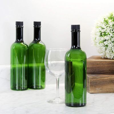 Cornucopia Plastic Wine Bottles (10-Pack, Green); Empty Bordeaux-Style Wine Bottles with Screw Caps and Seals Image 2