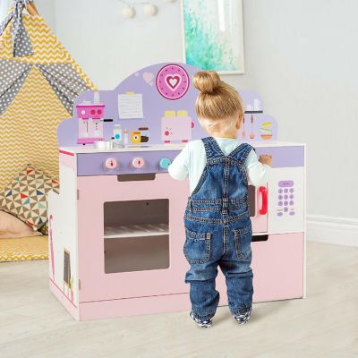 Costway 2 in 1 Kids Play Kitchen & Cafe Restaurant Wooden Pretend Cooking Playset Toy Image 2