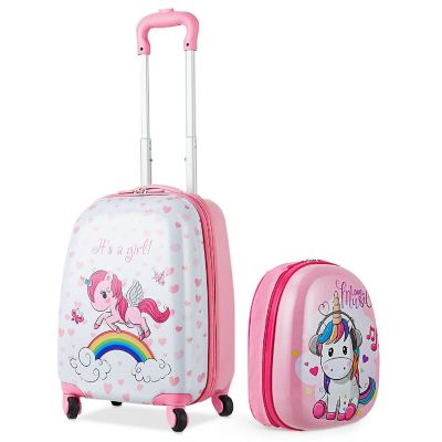 Costway 2 Pcs Kids Luggage Set 12&#8221; Backpack & 16&#8221; Kid Carry On Suitcase for Boys Girls Image 1