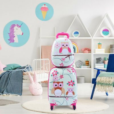 Costway 2Pcs 12'' 16'' Kids Luggage Set Suitcase Backpack School Travel Trolley ABS Image 3