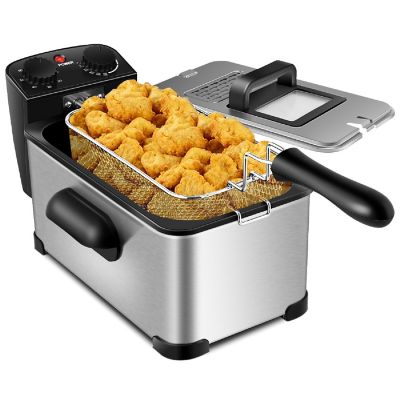 Costway 3.2 Quart Electric Deep Fryer 1700W Stainless Steel Timer Frying Basket Image 1