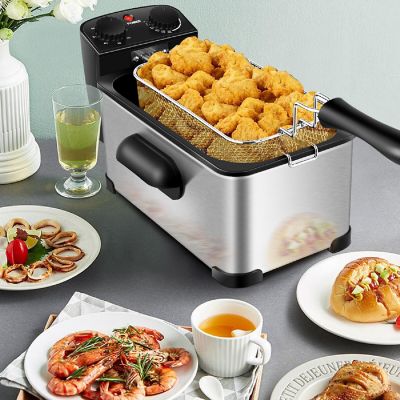 Costway 3.2 Quart Electric Deep Fryer 1700W Stainless Steel Timer Frying Basket Image 1