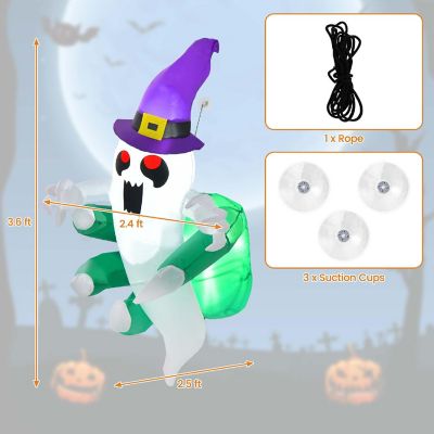 Costway 3.6' Halloween Inflatable Ghost Indoor Outdoor Blow Up Flying Halloween Decor Image 2