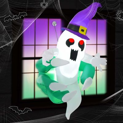 Costway 3.6' Halloween Inflatable Ghost Indoor Outdoor Blow Up Flying Halloween Decor Image 3