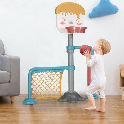 Costway 3-in-1 Basketball Stand Set w/Soccer & Roller Adjustable Height Image 2