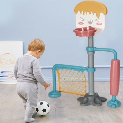 Costway 3-in-1 Basketball Stand Set w/Soccer & Roller Adjustable Height Image 3