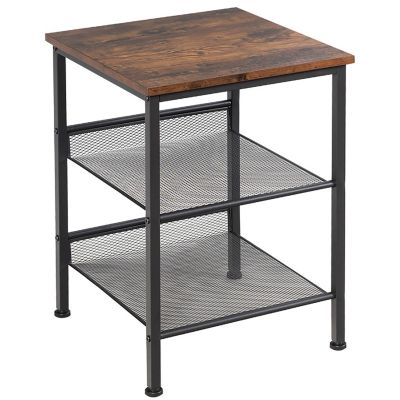 Costway 3-Tier Industrial End Side Table Nightstand W/2 Adjustable Shelves Rustic Brown Image 1
