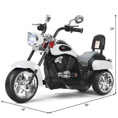 Costway 3 Wheel Kids Ride On Motorcycle 6V Battery Powered Electric Toy White Image 1
