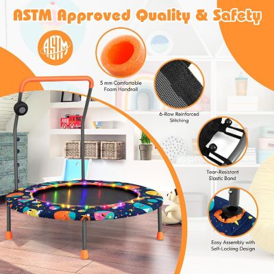 Costway 36'' Mini Toddler Trampoline W/LED Bluetooth Speaker Detachable Handle Kids Gifts Image 2
