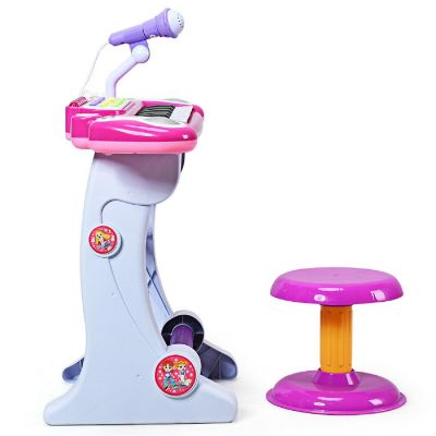 Costway 37 Key Electronic Keyboard Kids Toy Piano MP3 Input with Microphone and Stool Pink Image 3