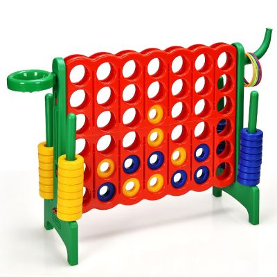 Costway 4-in-A Row Giant Game Set w/Basketball Hoop for Family Green Image 1
