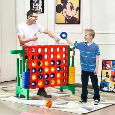 Costway 4-in-A Row Giant Game Set w/Basketball Hoop for Family Green Image 1