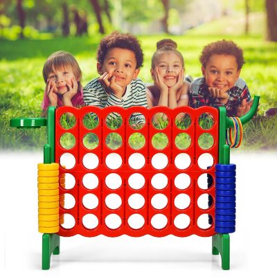 Costway 4-in-A Row Giant Game Set w/Basketball Hoop for Family Green Image 3