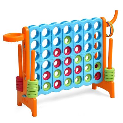 Costway 4-in-A Row Giant Game Set w/Basketball Hoop for Family Orange Image 1