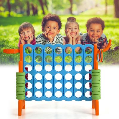 Costway 4-in-A Row Giant Game Set w/Basketball Hoop for Family Orange Image 3