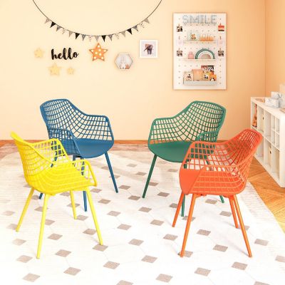 Costway 4 PCS Kids Chair Set Child-Size Chairs with Metal Legs Toddler Furniture Colorful Image 1