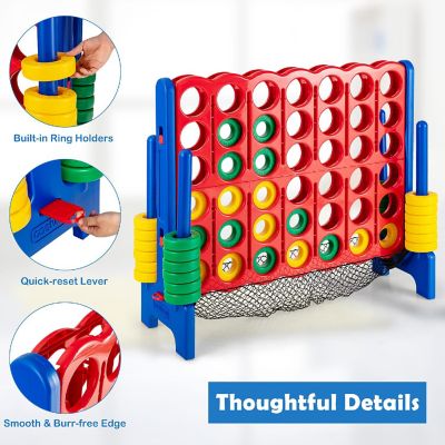 Costway 4-to-Score Giant Game Set 4-in-a-Row Connect Game W/Net Storage for Kids & Adult Image 3