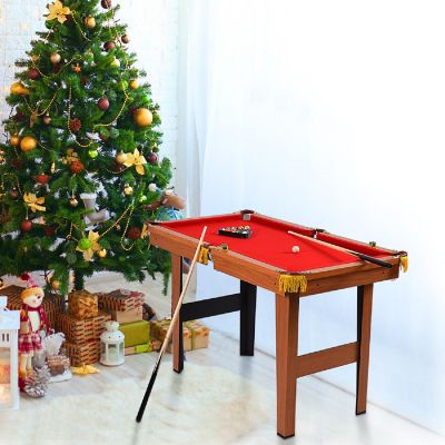 Costway 48'' Mini Table Top Pool Table Game Billiard Set Cues Balls Gift Indoor Sports Image 1
