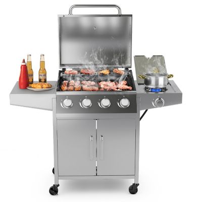 Costway 5-Burner Propane Gas BBQ Grill withSide Burner,Thermometer,Prep Table 50000 BTU Image 1