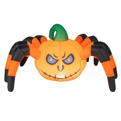 Costway 5 FT Long Halloween Inflatable Pumpkin Spider Blow-up Decoration with LED Light Image 1