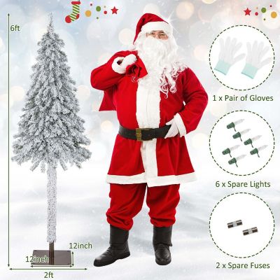 Costway 6 FT Pre-Lit Slim Pencil Christmas Tree Snow Flocked Xmas D&#233;cor with 175 Lights Image 3