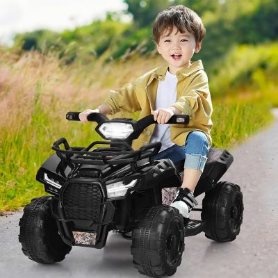 Costway 6V Kids ATV Quad Electric Ride On Car Toy Toddler with LED Light MP3 Black Image 1