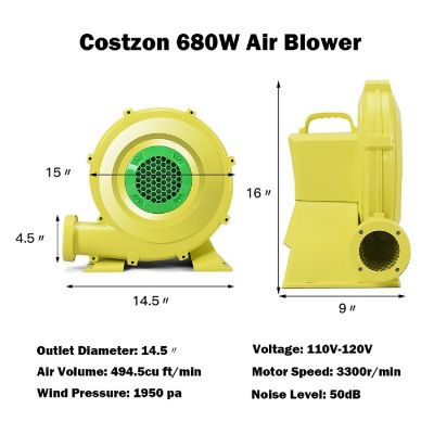 Costway Air Blower Pump Fan 735 Watt 1.0HP For Inflatable Bounce House Bouncy Castle Image 1