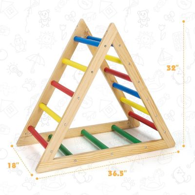 Costway Climbing Triangle Ladder, Wooden Triangle Climber, Educational Triangle Climber Image 2