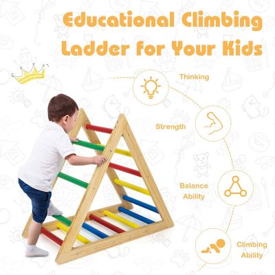 Costway Climbing Triangle Ladder, Wooden Triangle Climber, Educational Triangle Climber Image 3
