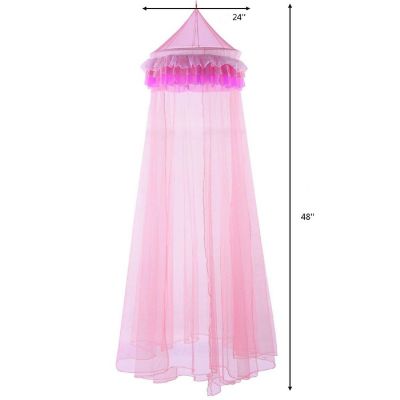 Costway Elegant Lace Bed Mosquito Netting Mesh Canopy Princess Round Dome Bedding Net Image 1