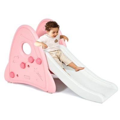 Costway Freestanding Baby Slide Indoor First Play Climber Slide Set for Boys Girls Pink Image 1