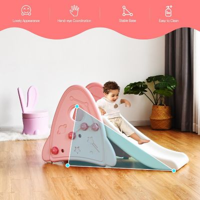Costway Freestanding Baby Slide Indoor First Play Climber Slide Set for Boys Girls Pink Image 3