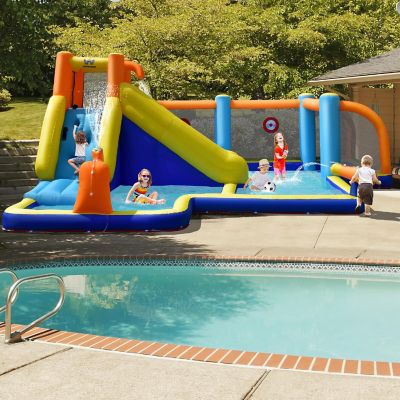 Costway Giant Soccer-Themed Inflatable Water Slide Bouncer W/ Splash Pool Without Blower Image 1