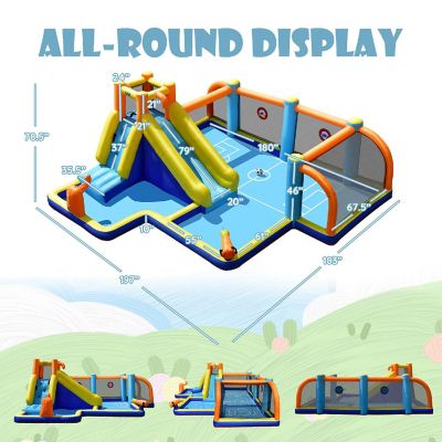 Costway Giant Soccer-Themed Inflatable Water Slide Bouncer W/ Splash Pool Without Blower Image 3