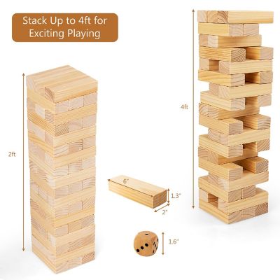 Costway Giant Tumbling Timber Toy 54 PCS Wooden Blocks Game w/ Carrying Bag Image 1