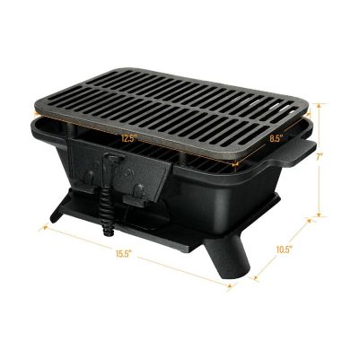 Costway Heavy Duty Cast Iron Charcoal Grill Tabletop BBQ Grill Stove for Camping Picnic Image 1