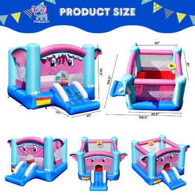 Costway Inflatable Bounce House 3-in-1 Elephant Theme Inflatable Castle without Blower Image 1