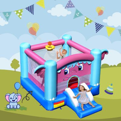 Costway Inflatable Bounce House 3-in-1 Elephant Theme Inflatable Castle without Blower Image 2