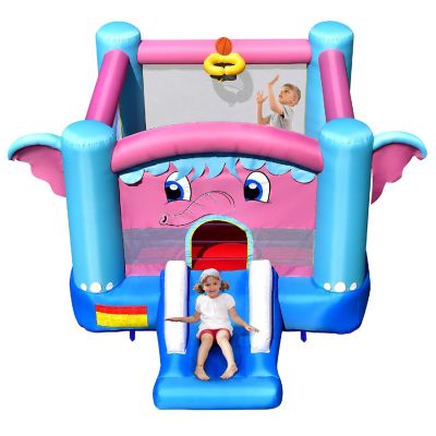 Costway Inflatable Bounce House 3-in-1 Elephant Theme Inflatable Castle without Blower Image 3