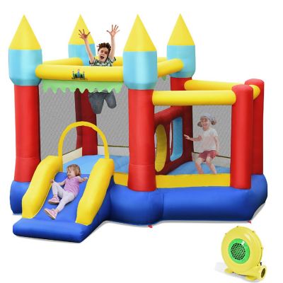 Costway Inflatable Bounce House Slide Jumping Castle w/ Tunnels Ball Pit & 480W Blower Image 1