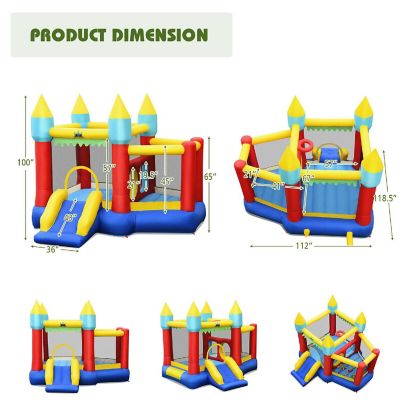 Costway Inflatable Bounce House Slide Jumping Castle w/ Tunnels Ball Pit & 480W Blower Image 1