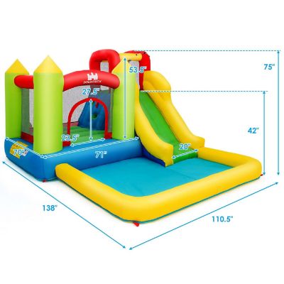 Costway Inflatable Bounce House Water Slide Jump Bouncer with Climbing Wall and Splash Pool Blower Excluded Image 1