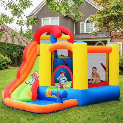 Costway Inflatable Bounce House Water Slide w/ Climbing Wall Splash Pool Water Cannon Image 2